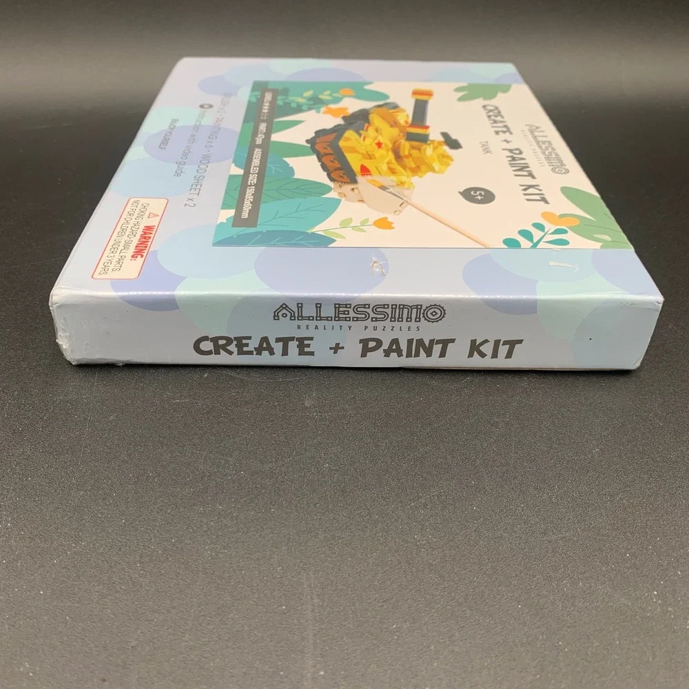 Allessimo Create + Paint Kit Tank 3D Wood Puzzle Model Building Set New